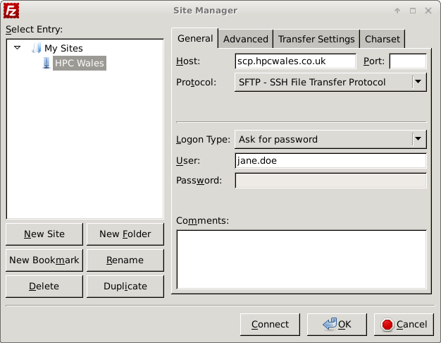 Transferring files using FileZilla