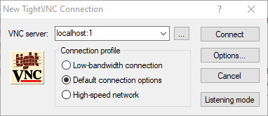 Connecting with the graphical TightVNC client