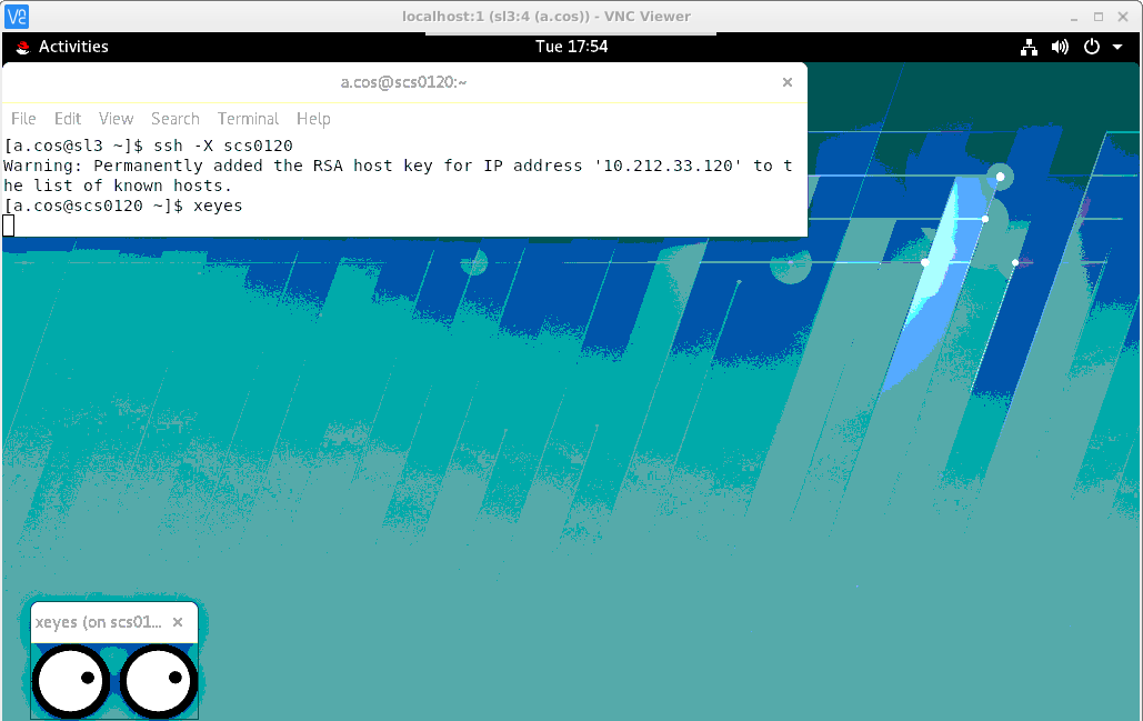 Xeyes running on a compute node